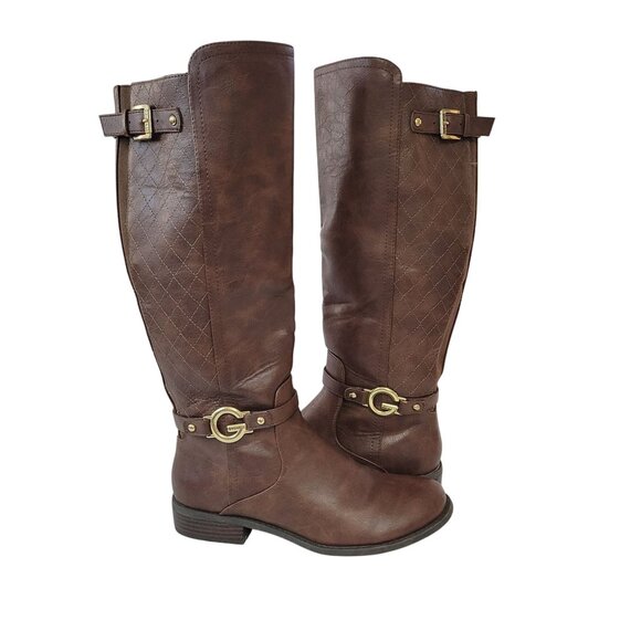 G By Guess Womens Knee High Boots Brown Size 10 Faux Leather - Picture 1 of 14